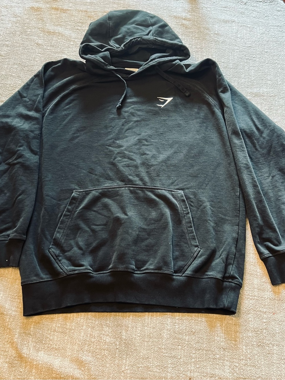 Gymshark Women’s Black Pullover Hoodie with Small White Logo; Size Medium